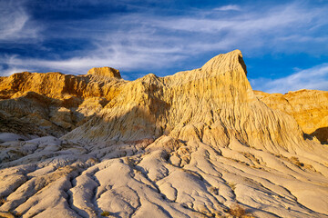 Danxia landform sunset landscape in Fuhai county Xinjiang Uygur Autonomous Region, China.