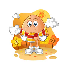 Obraz na płótnie Canvas egg in the autumn. cartoon mascot vector