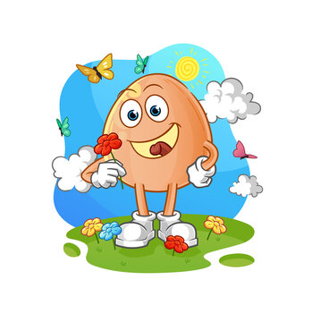 egg pick flowers in spring. character vector