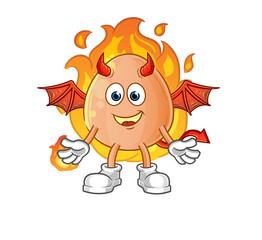 egg demon with wings character. cartoon mascot vector