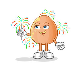 egg with fireworks mascot. cartoon vector