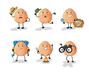 egg adventure group character. cartoon mascot vector