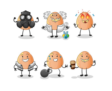 egg villain group character. cartoon mascot vector