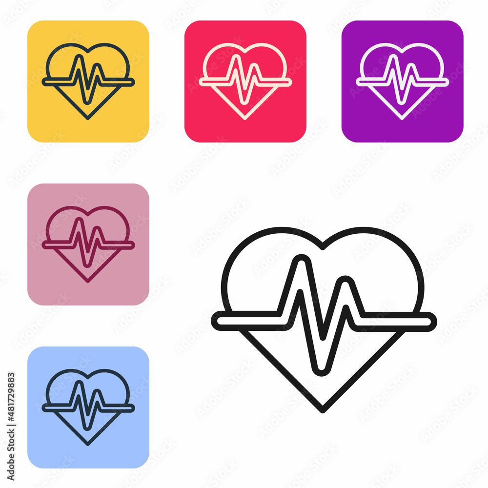 Poster black line heart rate icon isolated on white background. heartbeat sign. heart pulse icon. cardiogra