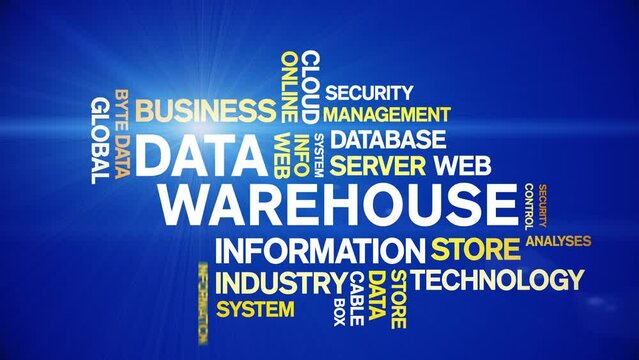 4k Data Warehouse Animated Tag Word Cloud;Text Design big data Animation typography seamless loop.
