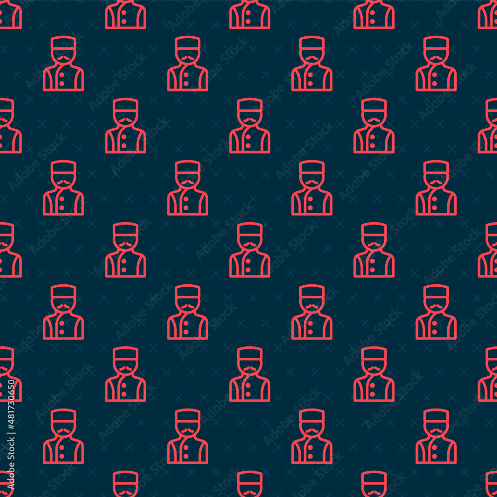 Poster red line concierge icon isolated seamless pattern on black background. vector