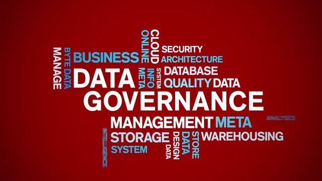 4k Data Governance Animated Tag Word Cloud;Text Design big data Animation typography seamless loop.