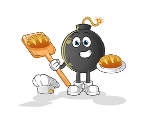 bomb baker with bread. cartoon mascot vector
