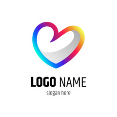 love or heart logo in colorful gradient colors, ready to use for template