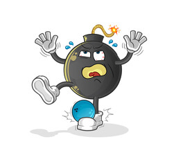 bomb hiten by bowling cartoon. cartoon mascot vector