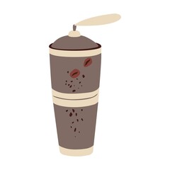 Modern manual coffee grinder. Vector illustration of a grinder for coffee beans on a white background. Doodle style.