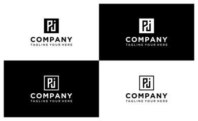 PJ Letter Logo Design Template Vector. on a black and white background.