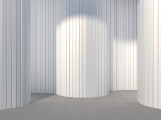 interior with curtains and light. 3d render - White shapes on white abstract background. Display Stand