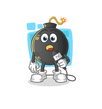 Bomb Tv Reporter Cartoon. Cartoon Mascot Vector