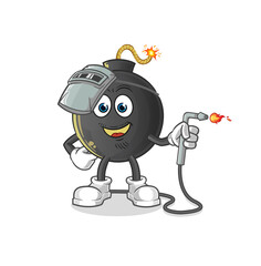 bomb welder mascot. cartoon vector