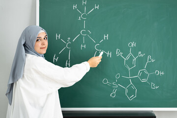 Muslim Teacher Woman In Online Conference