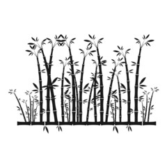 illustration with a bamboo silhouette on white background
