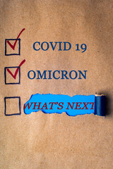 COVID19 and OMICRON, WHAT'S NEXT? Viruses are marked with points on paper.