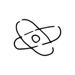 Abstract atom sign in doodle style. Hand drawn illustration.