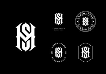 Antique Letter S And M Initial Monogram Logo