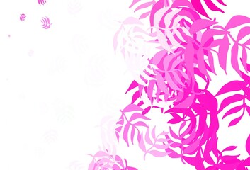 Fototapeta na wymiar Light Pink vector elegant wallpaper with leaves.