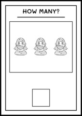 How many Mummy, game for children. Vector illustration, printable worksheet