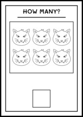 How many Cat, game for children. Vector illustration, printable worksheet