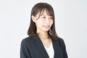 ビジネスウーマン　笑顔　白背景