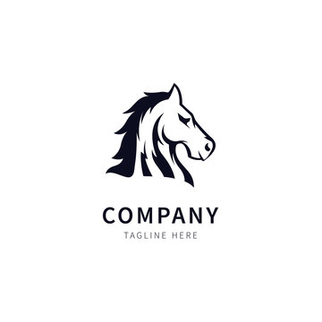 Horse head logo with elegant and confident illustration vector