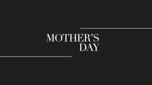 Mothers Day on black minimalism background, motion holidays, minimalism and Mothers day style background