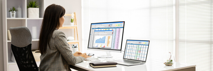 Analyst Employee Working With Spreadsheet