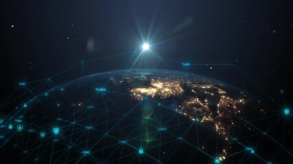 Global cybersecurity encryption for secure exchange of information technology - 3D Animation Render