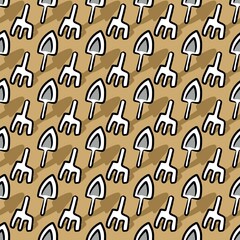 seamless pattern of fork and spoon planting cartoon