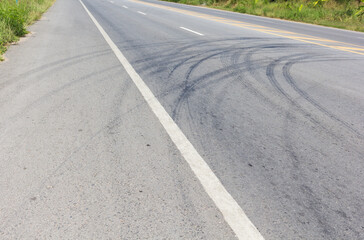 Abstract road background with tracks of tires