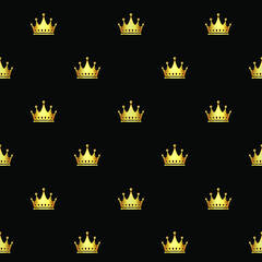 Luxury background with golden crowns and beads. Vector illustration.