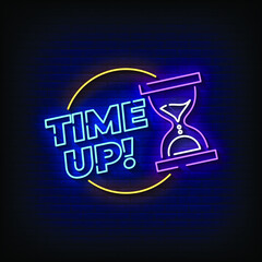 Time Up Neon Signs Style Text Vector