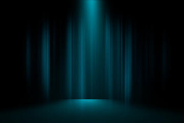 Fototapeta premium Blue curtain on stage smoke studio background.