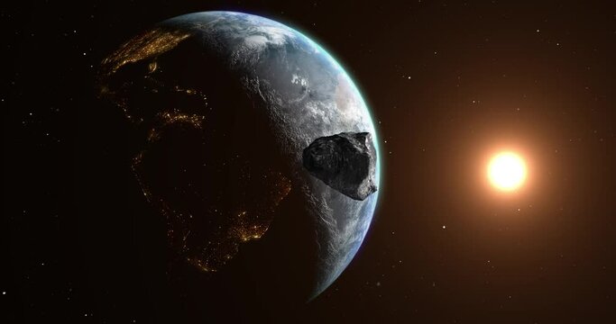 An asteroid impact on planet earth