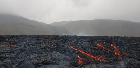 lava field in geldingadalir from volcano fagradalsfjall 