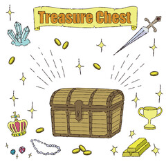 宝箱のイラスト　Treasure Chest　カラー背景白