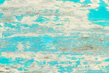 Fototapeta na wymiar Blue wood planks old grunge texture, a shabby wooden surface of the kitchen weathered peeling table
