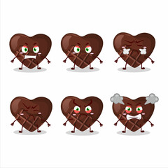 Chocolate love cartoon character with various angry expressions