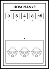 How many Scarecrow, game for children. Vector illustration, printable worksheet