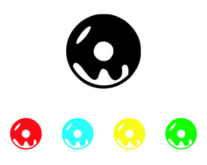 Donuts vector icon. Donut icon image. Set elements in colored icons. Vector concept illustration for design. Isolated on White Background.	