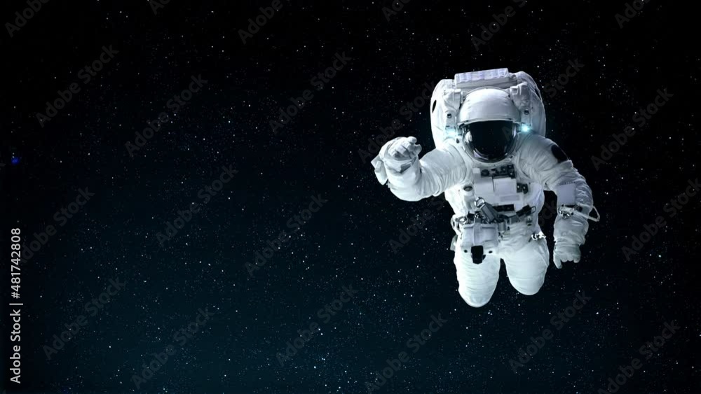 Wall mural astronaut spaceman do spacewalk while working for spaceflight mission at space station . astronaut w
