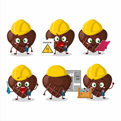 Professional Lineman chocolate love cartoon character with tools