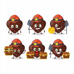 miners chocolate love cute mascot character wearing helmet
