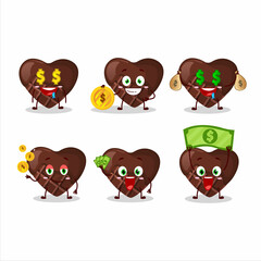 Chocolate love cartoon character with cute emoticon bring money