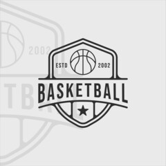 basketball logo line art simple vector illustration template icon graphic design. sport sign or symbol for team or club league and competition concept with badge and typography style