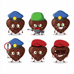 A dedicated Police officer of chocolate love mascot design style